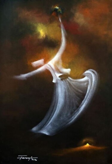 绘画 标题为“Whirling Dervishes…” 由Shafique Farooqi, 原创艺术品, 油