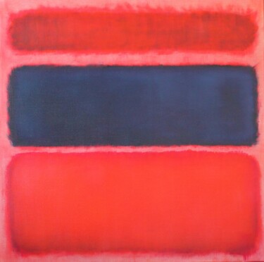 No. 1350_Blue stripe on red 绘画 标题为“No. 1350_Blue strip…” 由Guido Lötscher, 原创艺术品, 油
