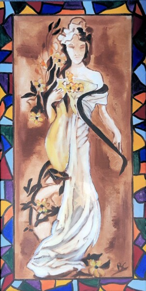Painting titled "Painting "Romantic…" by Christiane Marette (Christiane Marette - B.C Créations), Original Artwork, Acrylic…