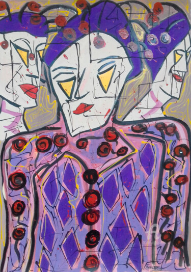 Painting titled "Arlequim" by Franco, Original Artwork, Acrylic