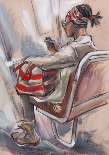 Passenger Desenho intitulada "Passenger" por Natasha Ermolaeva, Obras de arte originais, Guache