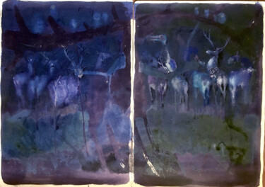 绘画 标题为“DeerLord (diptych)” 由Sergii Shkoliar, 原创艺术品, 丙烯