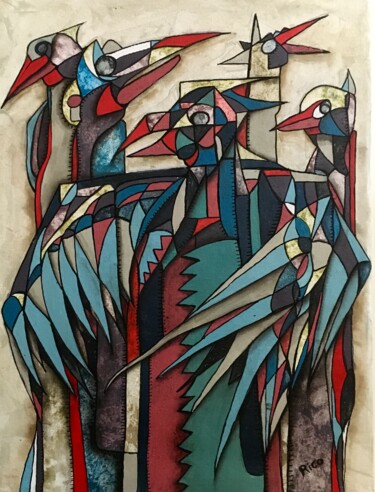 La volière - art brut - art contemporain Painting titled "La volière - art br…" by Eric Leroy (Rico), Original Artwork, Acrylic