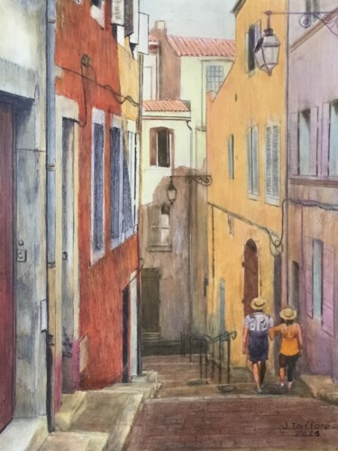 Peinture intitulée "LE PANIER MARSEILLE…" par Jacques Tafforeau, Œuvre d'art originale, Aquarelle