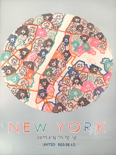 图画 标题为“NY - United Nanas” 由Caroline Montigneaux, 原创艺术品, 丙烯