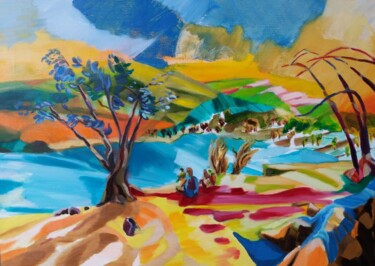 Peinture intitulée "Lac du Verdon" par Marc Declercq, Œuvre d'art originale, Huile