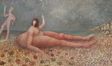 Schilderij getiteld "Saint Rusticule aux…" door Gérard Cyne, Origineel Kunstwerk, Olie