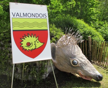 Sculpture intitulée "Hérisson VALMONDOIS" par Applestrophe, Œuvre d'art originale, Bois