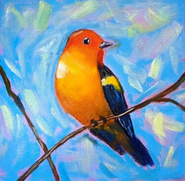 Oiseau tropical Peinture intitulée "Oiseau tropical" par Tatyana Zarembovskaya, Œuvre d'art originale, Huile