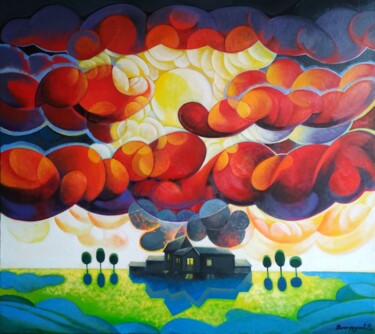 Peinture intitulée "Sunset (80x90cm, cu…" par Artsrun Asatryan, Œuvre d'art originale, Huile Monté sur Châssis en bois