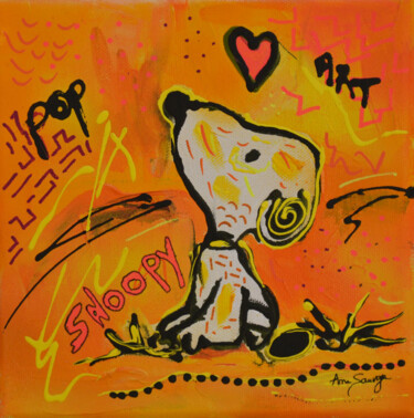 Snoopy rêvasse 绘画 标题为“Snoopy rêvasse” 由Âme Sauvage, 原创艺术品, 丙烯 安装在木质担架架上