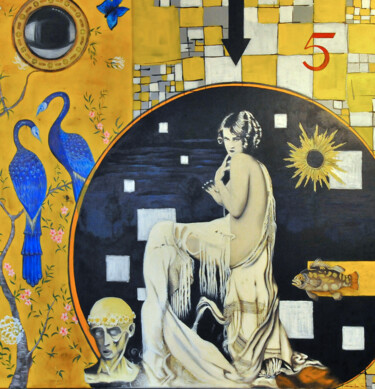 绘画 标题为“Nu lunaire” 由Guillaume Fréchon, 原创艺术品, 油 安装在木质担架架上