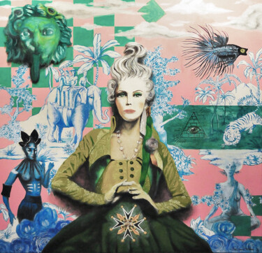 绘画 标题为“Pinky Antoinette” 由Guillaume Fréchon, 原创艺术品, 油 安装在木质担架架上