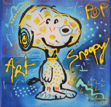 绘画 标题为“Snoopy serein” 由Âme Sauvage, 原创艺术品, 丙烯 安装在木质担架架上
