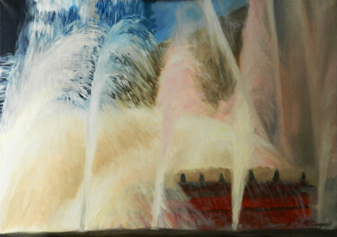 Peinture intitulée "Fountain in Barcelo…" par Yury Smirnov, Œuvre d'art originale, Huile Monté sur Châssis en bois
