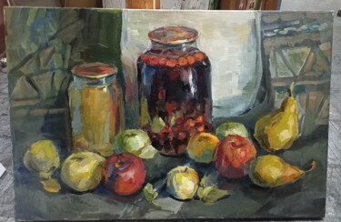 Фруктовый натюрморт Peinture intitulée "Фруктовый натюрморт" par Bodis, Œuvre d'art originale, Huile