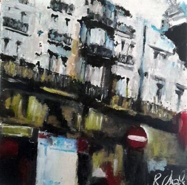 Painting titled "Résidence ADALSINTE" by Robert Charles, Original Artwork, Oil Mounted on Cardboard