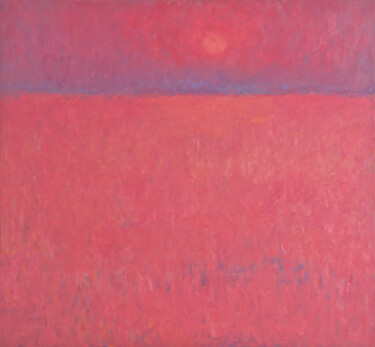 Painting titled "Red Sunset" by Glib Franko, Original Artwork, Oil
