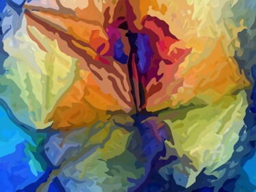 Digital Arts titled "ABSTRACTION 81121" by Nancy Lopez, Original Artwork, Digital Painting Mounted on Wood Stretcher frame