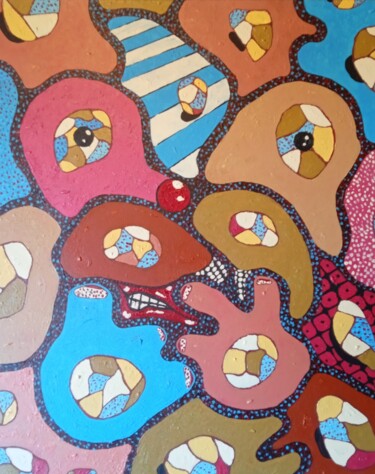 Le clown . Art abstrait . Art contemporain .Oeuvre originale 제목이 "Le clown . Art abst…"인 미술작품 Bertrand Jost로, 원작, 아크릴 나무 들것 프레임에 장착됨