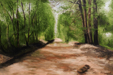 Peinture intitulée "Forest Road" par Yury Smirnov, Œuvre d'art originale, Huile