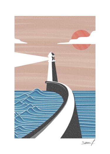 Arts numériques intitulée "Lighthouse" par Paul Boniol, Œuvre d'art originale, Peinture numérique