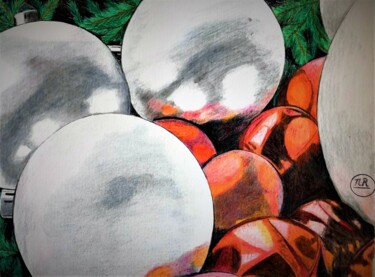 Dessin intitulée "Noël en gros plan." par Pierre Bayet, Œuvre d'art originale, Crayon