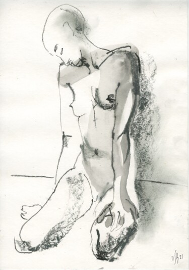 Alice. Nude art #21500 - original artwork Dessin intitulée "Alice. Nude art #21…" par Maria Shedrina, Œuvre d'art originale, Encre