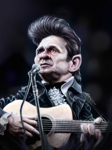 Johnny Cash II Arts numériques intitulée "Johnny Cash II" par Renato Wilmers, Œuvre d'art originale, Peinture numérique