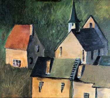 Peinture intitulée "Le village." par Philippe Allier, Œuvre d'art originale, Huile