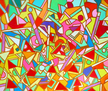 142. London: A Geometric Symphony of Color and Structure Painting titled "142. London: A Geom…" by Veera Zukova, Original Artwork, Acrylic Mounted on Wood Stretcher frame
