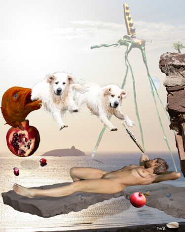 Photographie intitulée "L'abeille et la gre…" par Pierre Wurtz, Œuvre d'art originale, Photographie manipulée Monté sur Alum…