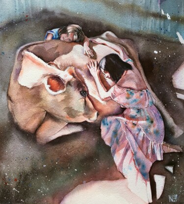 Sunny day on the farm 绘画 标题为“Sunny day on the fa…” 由Nina Ingilevich, 原创艺术品, 水彩