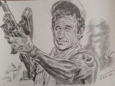 Dessin de Belmondo dans le film Les Morfalous réalisé au cra 제목이 "Dessin de Belmondo…"인 그림 Gilles Staub (LeCrayonAgile)로, 원작, 연필