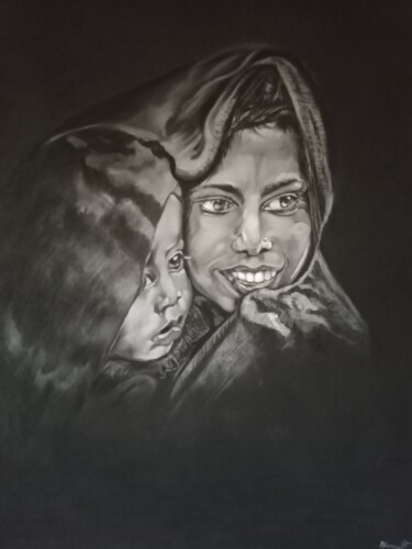 Dessin intitulée "Black Mountain" par Maryse Renault, Œuvre d'art originale, Pastel