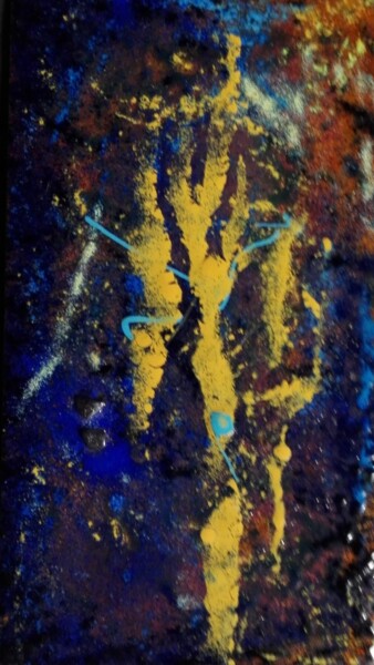 Amaterasu (天照) Deesse du soleil - Pièce unique Malerei mit dem Titel "Amaterasu (天照) Dees…" von Isabelle Mathis, Original-Kunstwerk, Emaille Auf Stein montiert