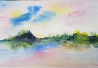 Peinture intitulée "douceur de l'eau" par Ghislaine Rimmen-Mohl, Œuvre d'art originale, Aquarelle