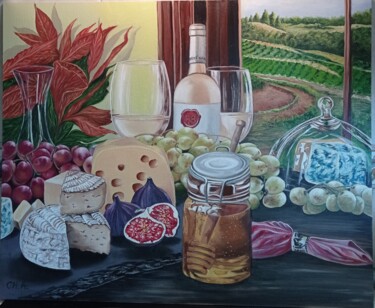 Peinture intitulée "Viñedos" par María Rosario Aladro Loza, Œuvre d'art originale, Huile Monté sur Panneau de bois