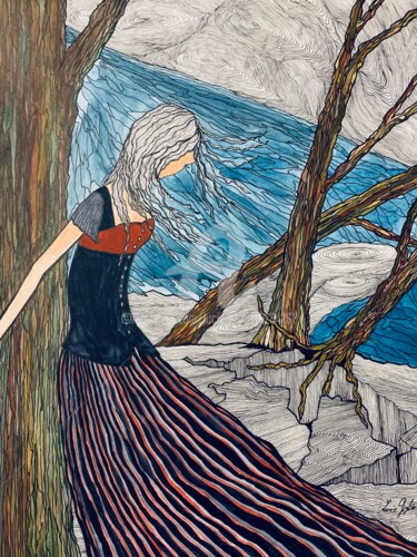 La terre tremble Dessin intitulée "La terre tremble" par Lucie Giglio, Œuvre d'art originale, Aquarelle