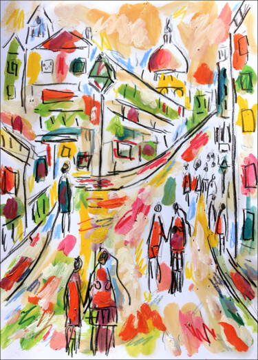 Painting titled "En temps de paix" by Jean Mirre, Original Artwork, Oil