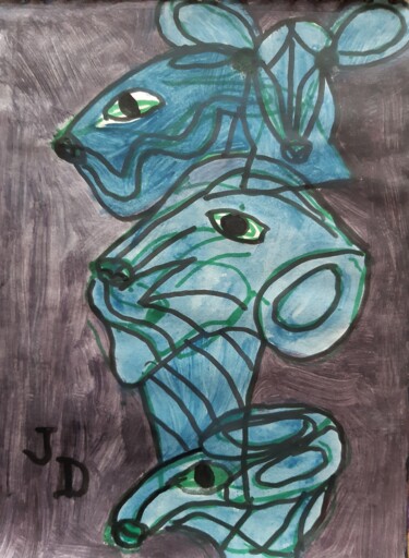 Painting titled "La Fable ou la Sava…" by Jacques Desvaux (JD), Original Artwork, Acrylic