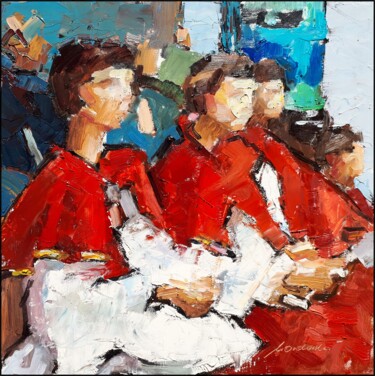 Painting titled "Altar boys" by Kazimierz Mordarski, Original Artwork, Oil
