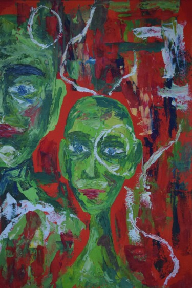 绘画 标题为“Green people” 由Viktoriia Sakharova, 原创艺术品, 油