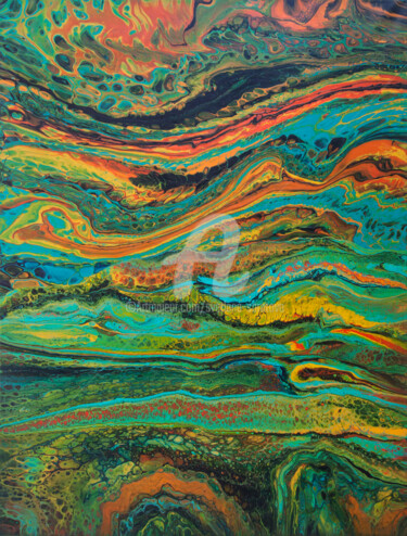 제목이 "Sea wave and sun"인 미술작품 Svetlana Saratova로, 원작, 아크릴