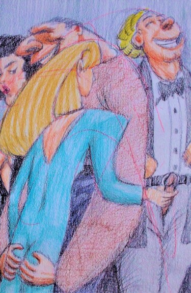 图画 标题为“Flirty Girl” 由Edwin Loftus, 原创艺术品, 粉彩 安装在其他刚性面板上