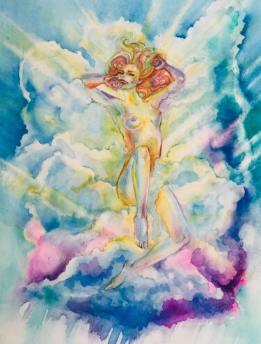 Painting titled "the Glow" by Kseniya Lia, Original Artwork, Watercolor