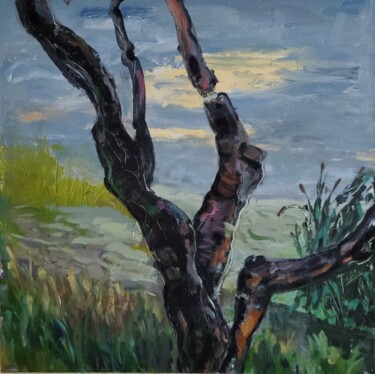 Willows tree after rain Painting titled "Willows tree after…" by Liudmila Kylych, Original Artwork, Oil