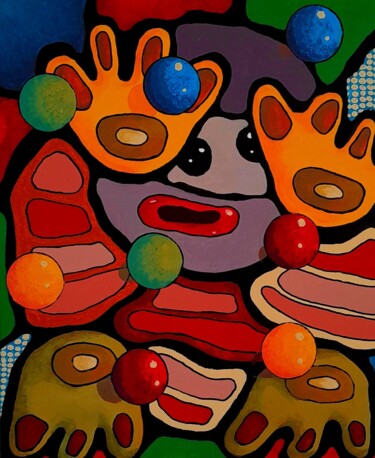 Le jongleur . Pop Art . Art contemporain . Originale . Peinture intitulée "Le jongleur . Pop A…" par Bertrand Jost, Œuvre d'art originale, Acrylique Monté sur Châssis en bois