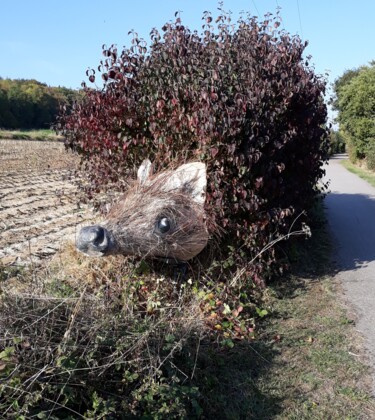 Sculpture intitulée "Mon premier hérisso…" par Applestrophe, Œuvre d'art originale, Bois