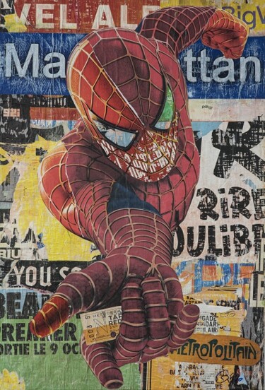 Collages intitulée "SPIDER" par Rodrigue Grego, Œuvre d'art originale, Collages